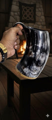 Viking Drinking Horn Mug: Genuine Ox Horn, Medieval Style