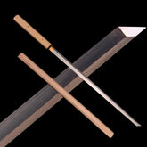 Handgefertigtes achteckiges Shirasaya Katana – Japanisches Samuraischwert aus hellem Naturholz