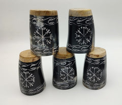 Handcrafted Viking Horn Shot Glass Set: Medieval Drinkware Gift