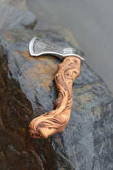 Fenrir Viking Axe – Forged Carbon Steel Blade with Engraved Ash Wood Handle & Sheath – Norse Gift for Him