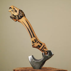 Fenrir Viking Axe – Forged Carbon Steel with Engraved Ash Wood Handle & Sheath – Gift for Him