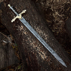 Excalibur of King Arthur – Handmade Crown Head Merlin Sword with Premium Leather Sheath