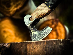 Handmade Forged Viking Axe – Decorative Carbon Steel with Ash Wood Handle