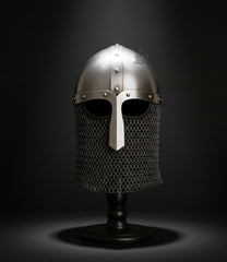 Ancient Norse Nasal Guard Helmet with Chainmail Aventail – Premium Replica