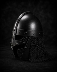 Hand-Forged Viking Gjermundbu Spectacle Helmet with Chainmail Aventail – Medieval Slavic Collectible Armor