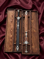 Hand-Forged Damascus Steel Viking Sword Replica | Premium Norse Scabbard & Brass Accents