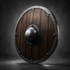 Handmade Viking Wooden Display Shield - Norse Collectible Round Shield