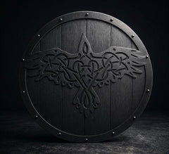 Handmade Viking Raven Wooden Shield - Norse Odin Warrior Round Shield