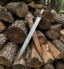 Hand Forged Roman Gladius Sword – High Carbon Steel Collectible Display Sword with Dual-Tone Wooden Hilt & Brass Accents