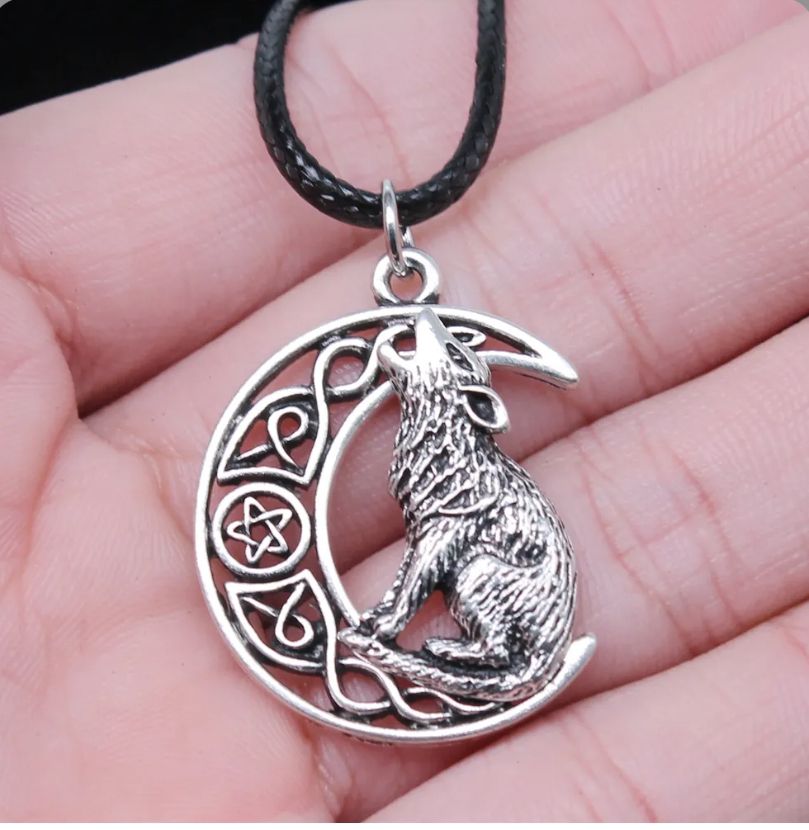 VW-153 Norse Viking Wolf Necklace, Sterling Silver Necklace, Gentlemen Gift, Gift for Her, Christmas Gift