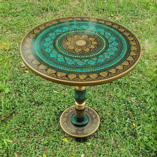 VW-74 Handmade Viking round Table, Coffee Table, Gift for her, Christmas Gift - Valknut Warriors
