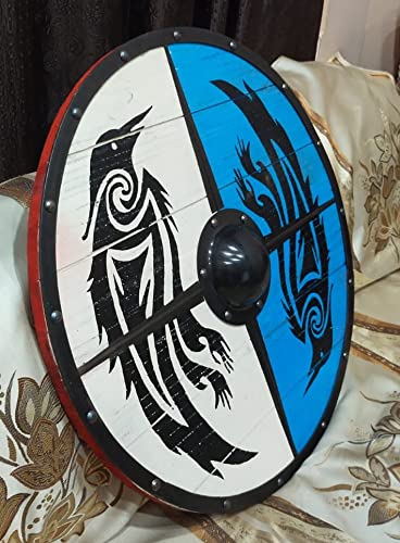 VW-3 Eivor Valhalla Raven Authentic Viking Shield, 24",Norse shield, Gentlemen Gift, Christmas Gift - Valknut Warriors