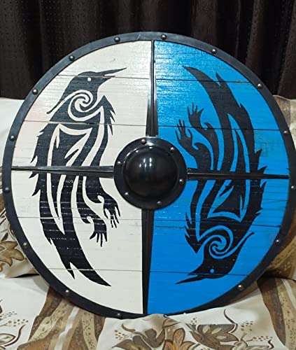 VW-3 Eivor Valhalla Raven Authentic Viking Shield, 24",Norse shield, Gentlemen Gift, Christmas Gift - Valknut Warriors