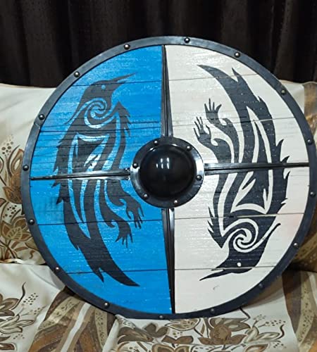 VW-3 Eivor Valhalla Raven Authentic Viking Shield, 24",Norse shield, Gentlemen Gift, Christmas Gift - Valknut Warriors