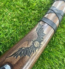 VW-30 Hand-forged Leviathan axe with leather wrap, Halloween gift, Christmas gift - Valknut Warriors