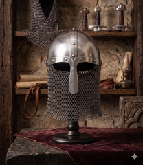 Ancient Norse Nasal Guard Helmet with Chainmail Aventail – Premium Replica