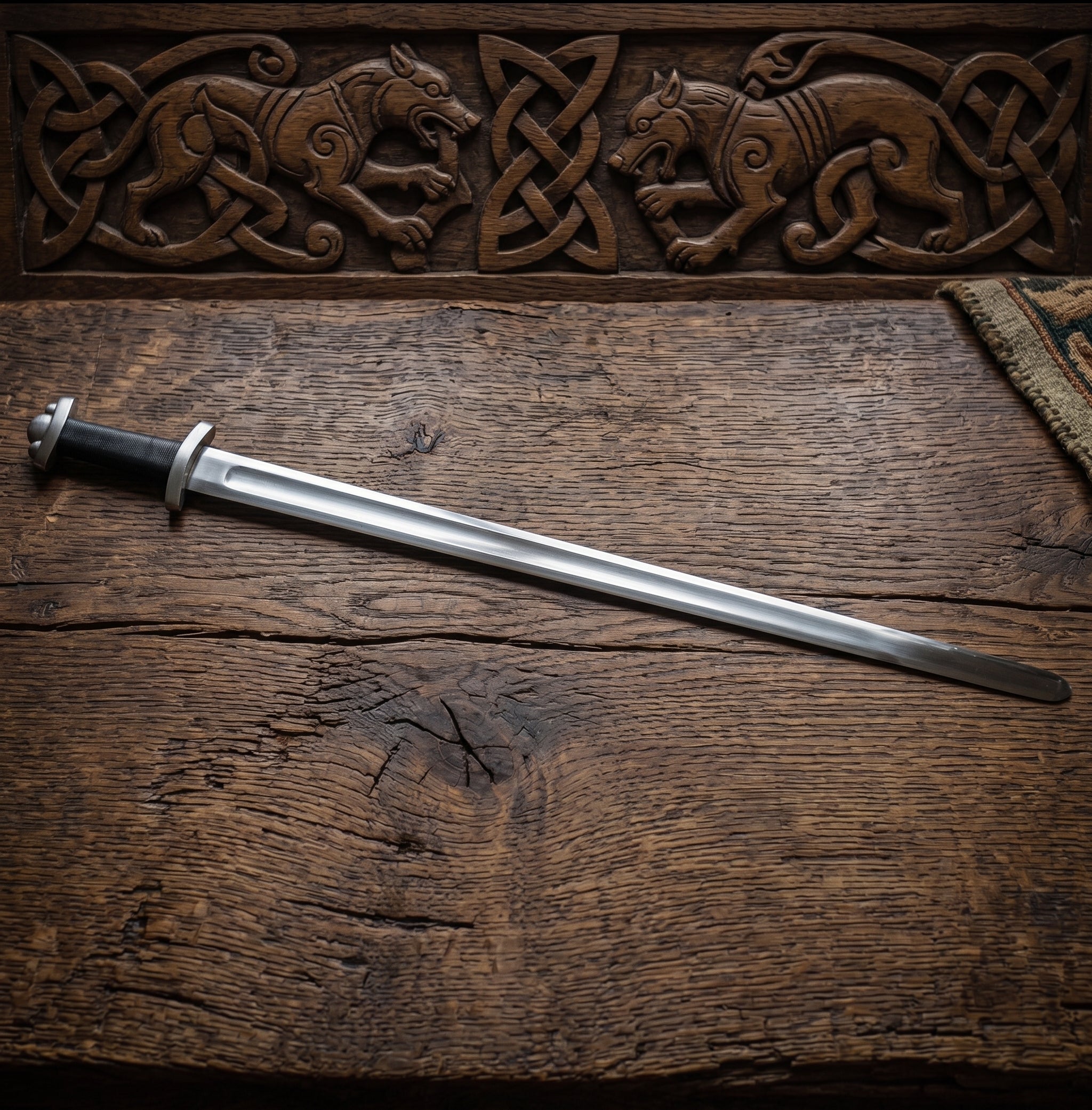 Baldr's Wrath – Handmade Viking Sword Replica, Damascus Steel Display Piece