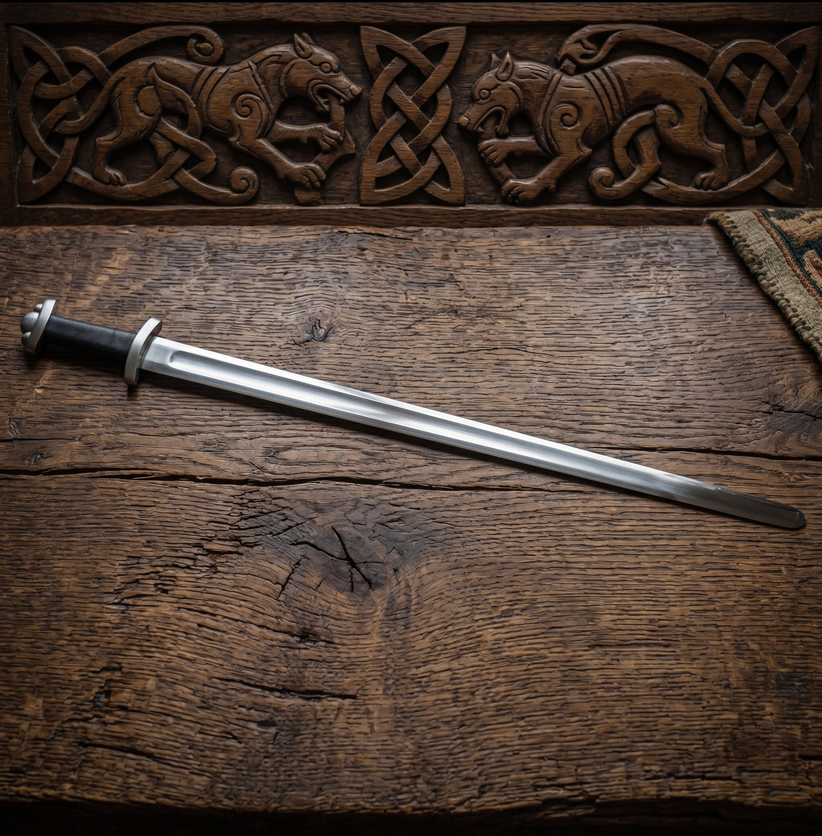 Baldr's Wrath – Handmade Viking Sword Replica, Damascus Steel Display Piece