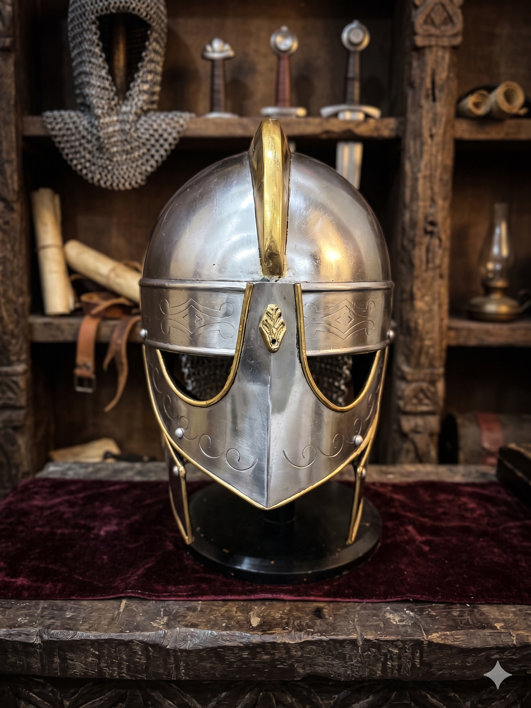 Premium Viking Spectacle Helmet - Handcrafted Steel & Brass Replica