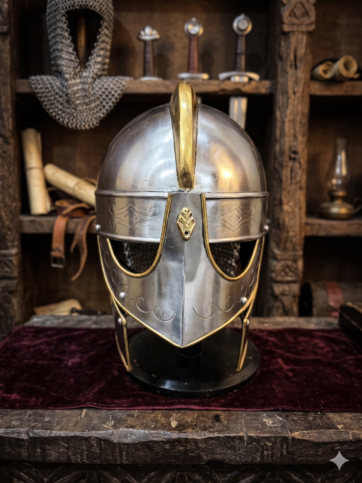 Premium Viking Spectacle Helmet - Handcrafted Steel & Brass Replica