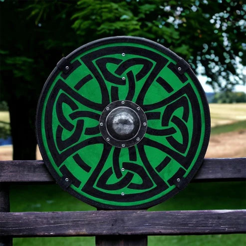 Norse Viking Shield, 24 inches shield" Green and Black shield, Wall Decor Shield, Christmas Gift - Valknut Warriors