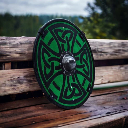 Norse Viking Shield, 24 inches shield" Green and Black shield, Wall Decor Shield, Christmas Gift - Valknut Warriors