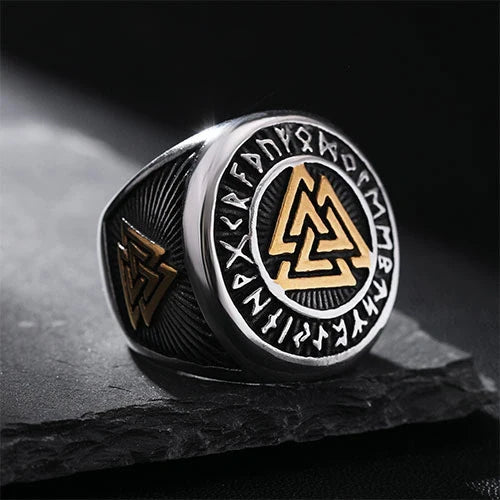 VW-92 Nordic Valknut Rune ring, Viking ring, Gentlemen Gift, Christmas Gift - Valknut Warriors