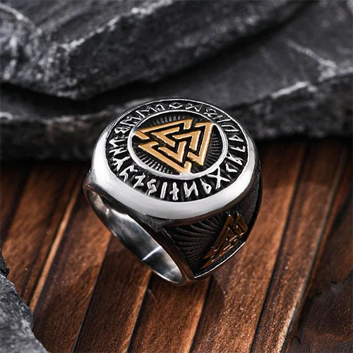 VW-92 Nordic Valknut Rune ring, Viking ring, Gentlemen Gift, Christmas Gift - Valknut Warriors