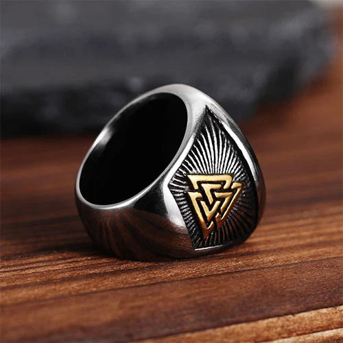 VW-92 Nordic Valknut Rune ring, Viking ring, Gentlemen Gift, Christmas Gift - Valknut Warriors