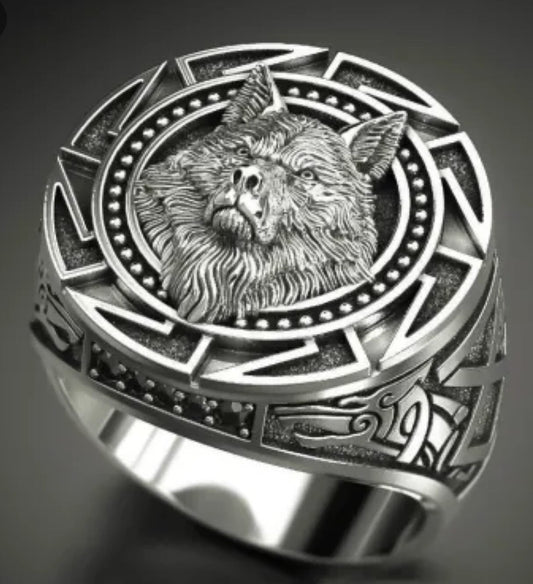 VW-154 Nordic Wolf Handmade Sterling Silver ring, Fenrir Biker ring, Fenrir Wolf Ring, Gentlemen Gift, Christmas Gift