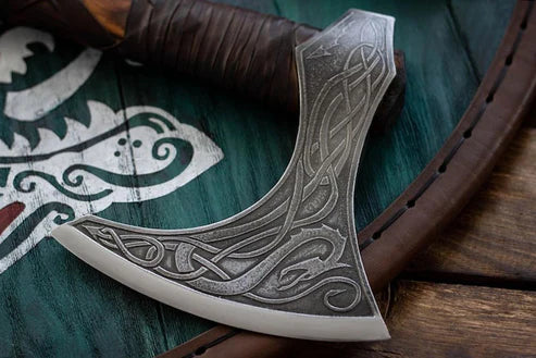 VW-45 Premium Style Fenrir Head Viking axe, Scandinavian Axe, Groomsmen gift, Christmas gift - Valknut Warriors