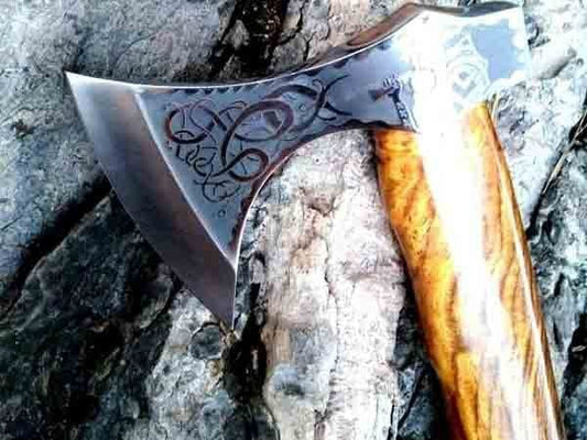 VW-25 Viking Warrior Axe - "Brume-Breaker,, Gentlemen Gift, Groomsmen Gift, Christmas Gift - Valknut Warriors