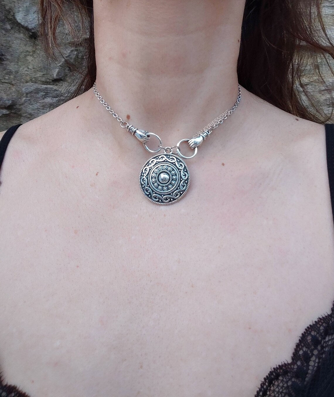 Steel Valkyaire  Choker Viking Maiden Necklace