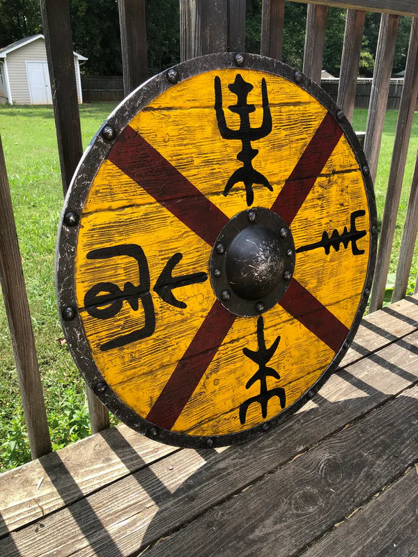 VW-6 King Finehair Vegvisir Plank Shield, 24" - Valknut Warriors