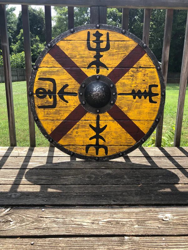 VW-6 King Finehair Vegvisir Plank Shield, 24" - Valknut Warriors