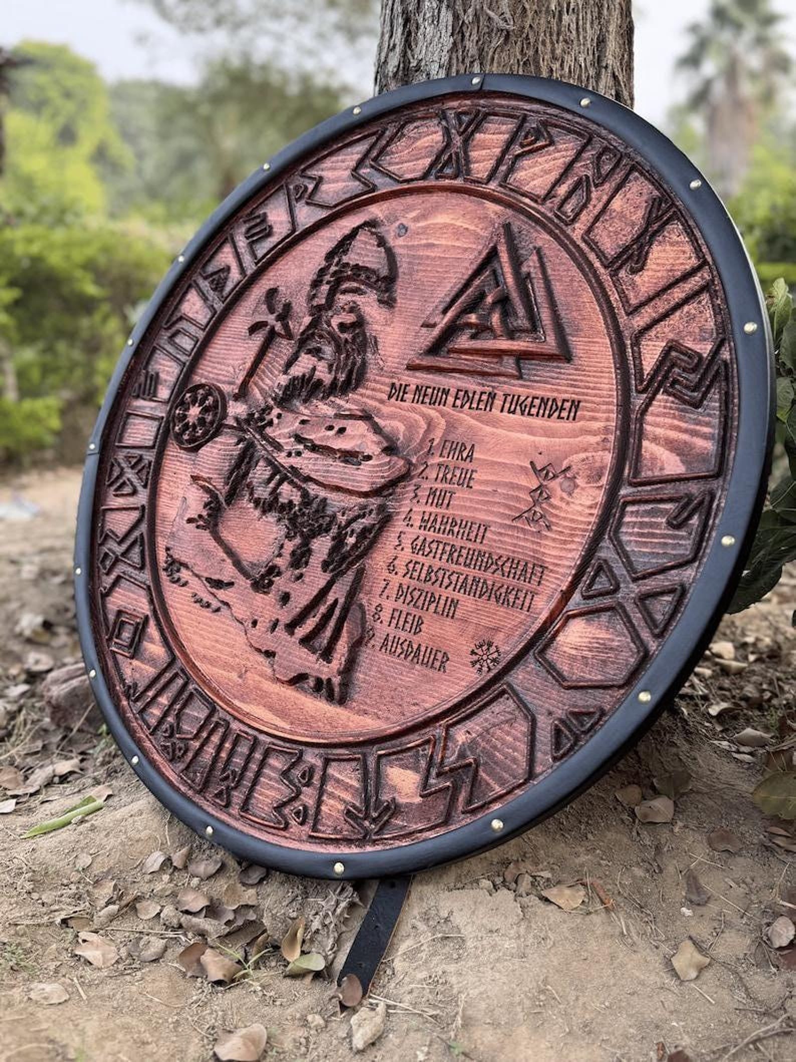 Odin All-Father Viking Shield | Handcrafted Norse Round Shield | Wall Decor & Cosplay