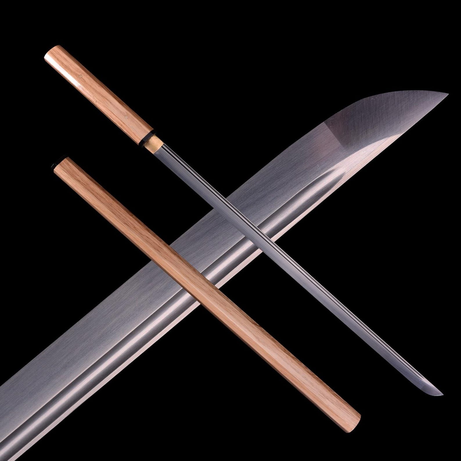 Handgefertigtes achteckiges Shirasaya Katana – Japanisches Samuraischwert aus hellem Naturholz