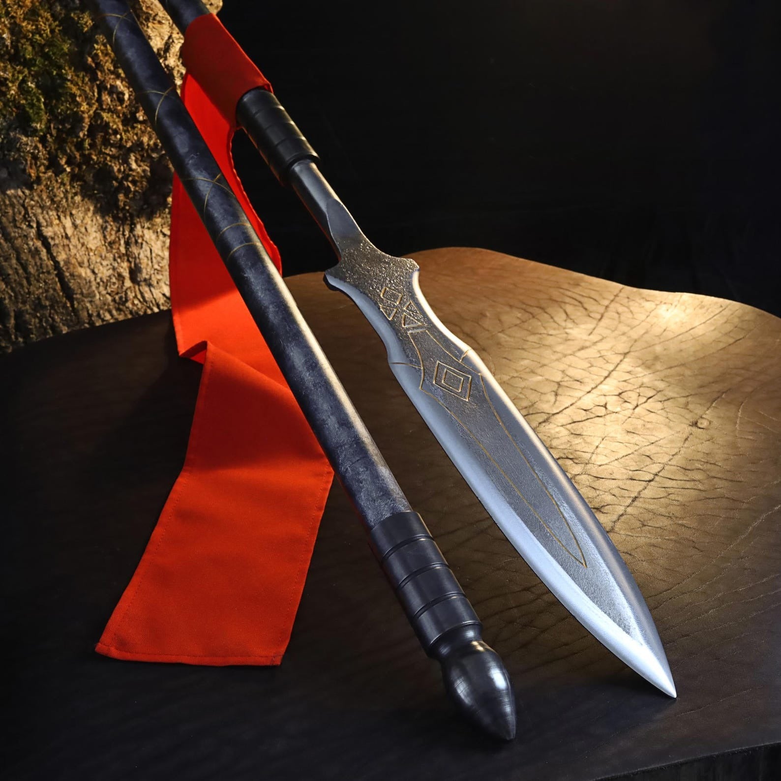 Handgeschmiedete Draupnir-Speer-Replik – God of War Ragnarök inspiriertes 3-teiliges Metallspeer