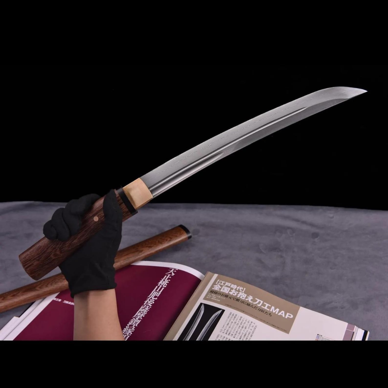 Hand-Forged Folded Steel Shirasaya Tanto - Premium Hardwood Japanese Short Sword