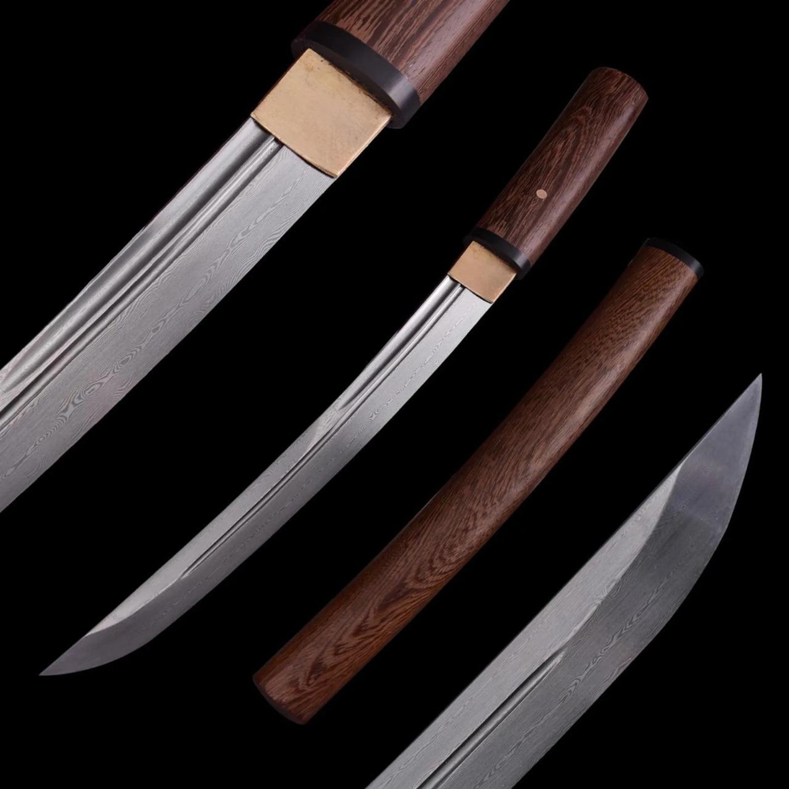 Hand-Forged Folded Steel Shirasaya Tanto - Premium Hardwood Japanese Short Sword