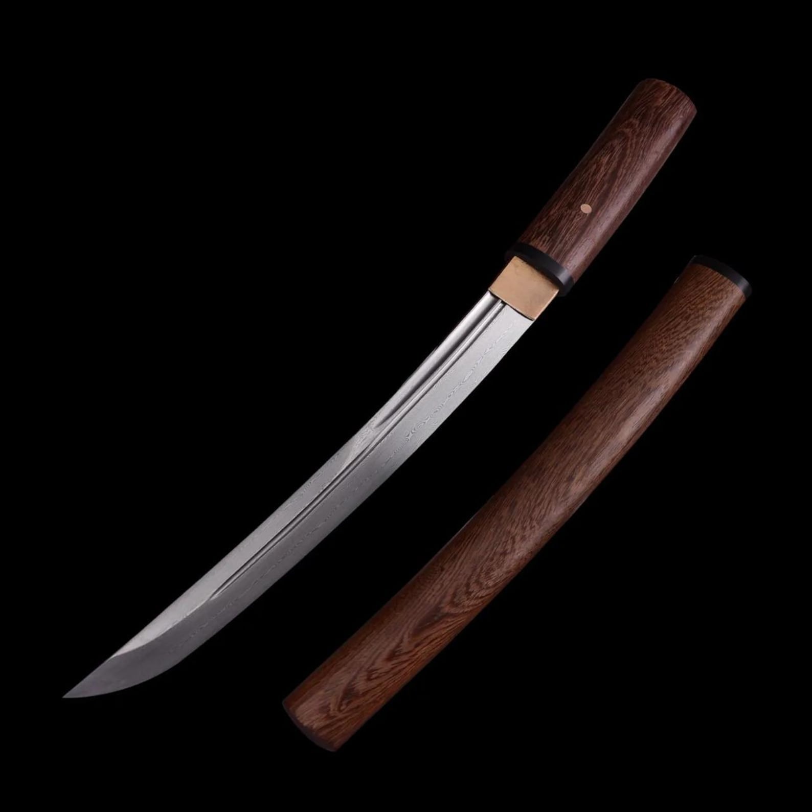 Hand-Forged Folded Steel Shirasaya Tanto - Premium Hardwood Japanese Short Sword