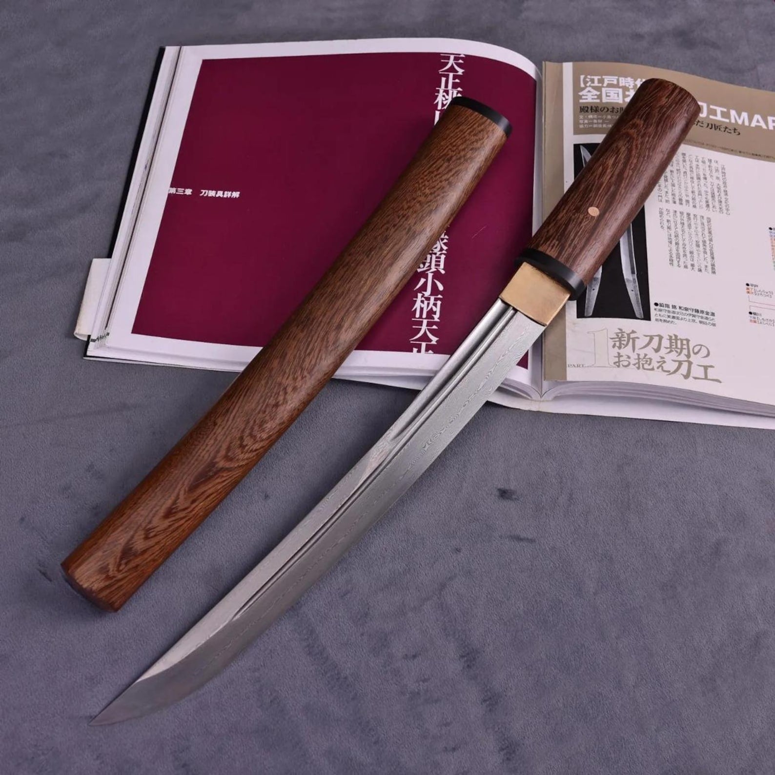 Hand-Forged Folded Steel Shirasaya Tanto - Premium Hardwood Japanese Short Sword