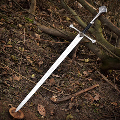 Fantasy Medieval Steel Sword with Wooden Wall Mount