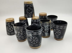 Handcrafted Viking Horn Shot Glass Set: Medieval Drinkware Gift