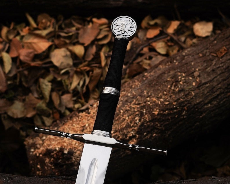 Geralt of Rivia Feline Steel Sword – Handmade Witcher 3 Replica with Leather Scabbard