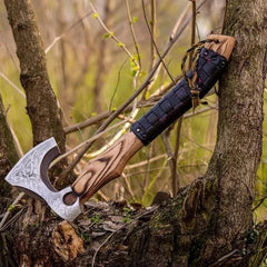 Hand-Forged Viking Axe – Functional Carbon Steel with Personalized Gift Box | Wedding, Groomsmen & Proposal Gift