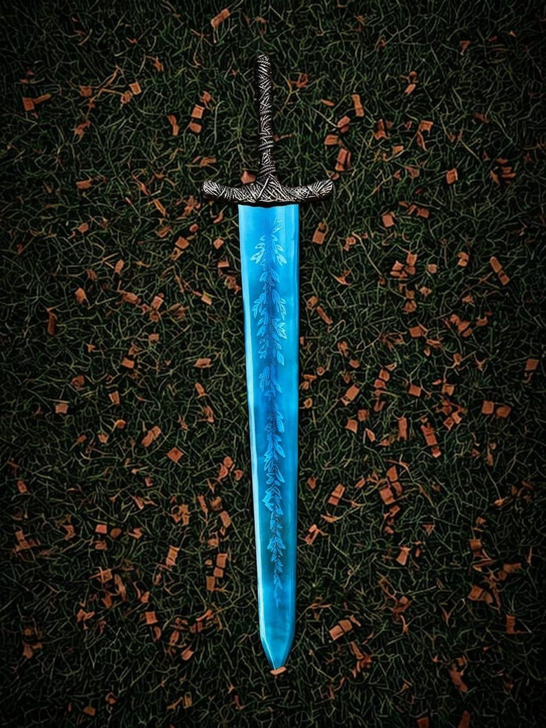 Handgefertigtes Dunkelmond-Fantasy-Schwert mit Wandhalterung