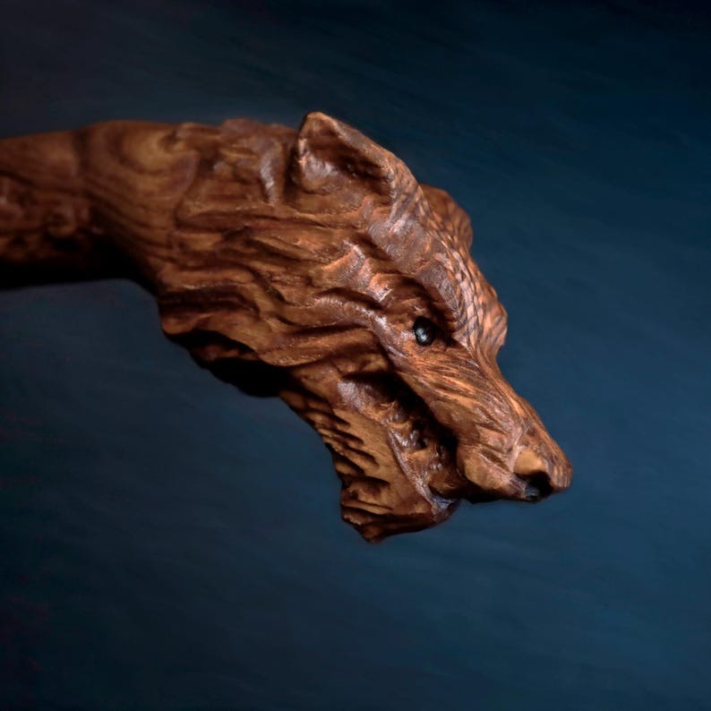 Functional Viking Axe | Carved Wolf Fenrir, Custom Engraving & Sheath