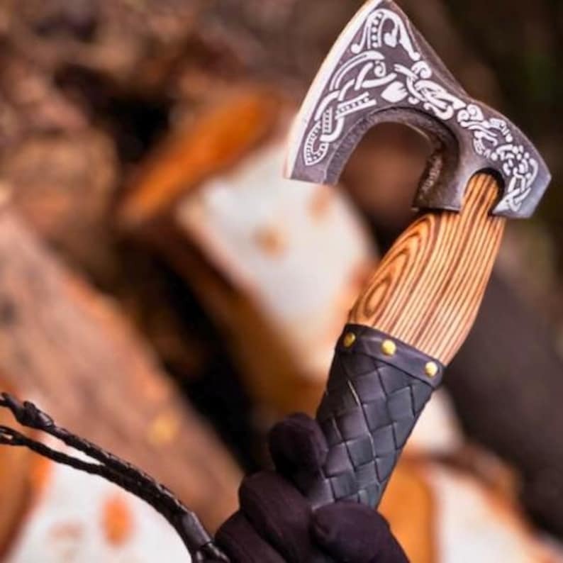 Handmade Forged Viking Axe – Decorative Carbon Steel with Ash Wood Handle