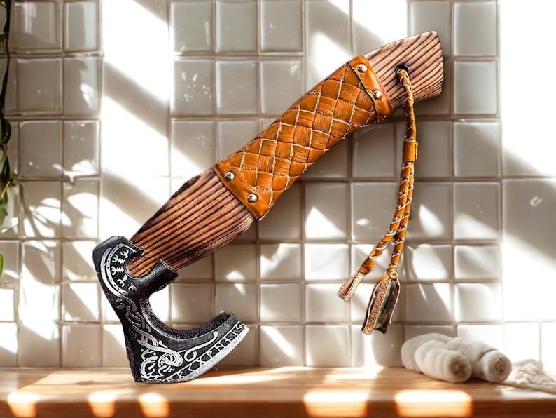 Handmade Forged Viking Axe – Decorative Carbon Steel with Ash Wood Handle